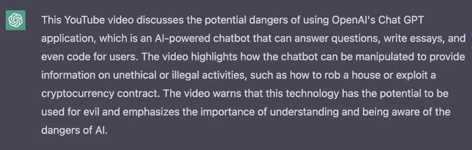 chat gpt YouTube video description